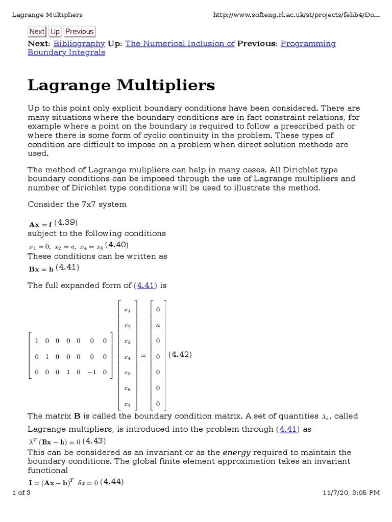 Lagrange Multipliers in Boundary Conditions | PDF | Numerical Analysis ...