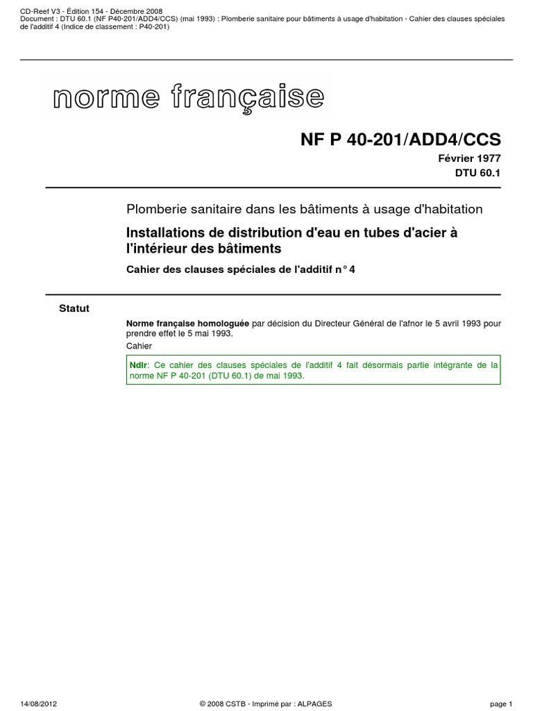 Dtu 60.1.4 PDF | PDF | Code de la construction et de l'habitation ...