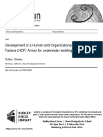 Development of A Human and Organizational Factors (HOF) Annex For Underwater Welding