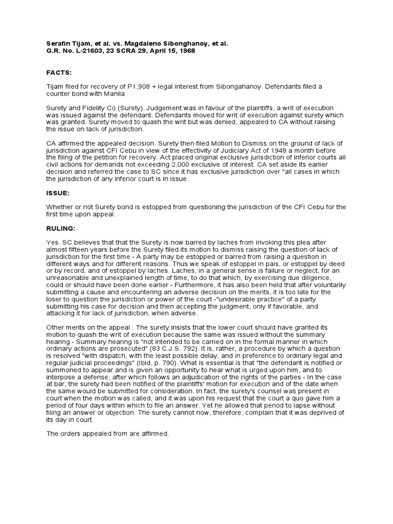 Tijam VS Sibonghanoydigest Download Free PDF Laches (Equity) Estoppel