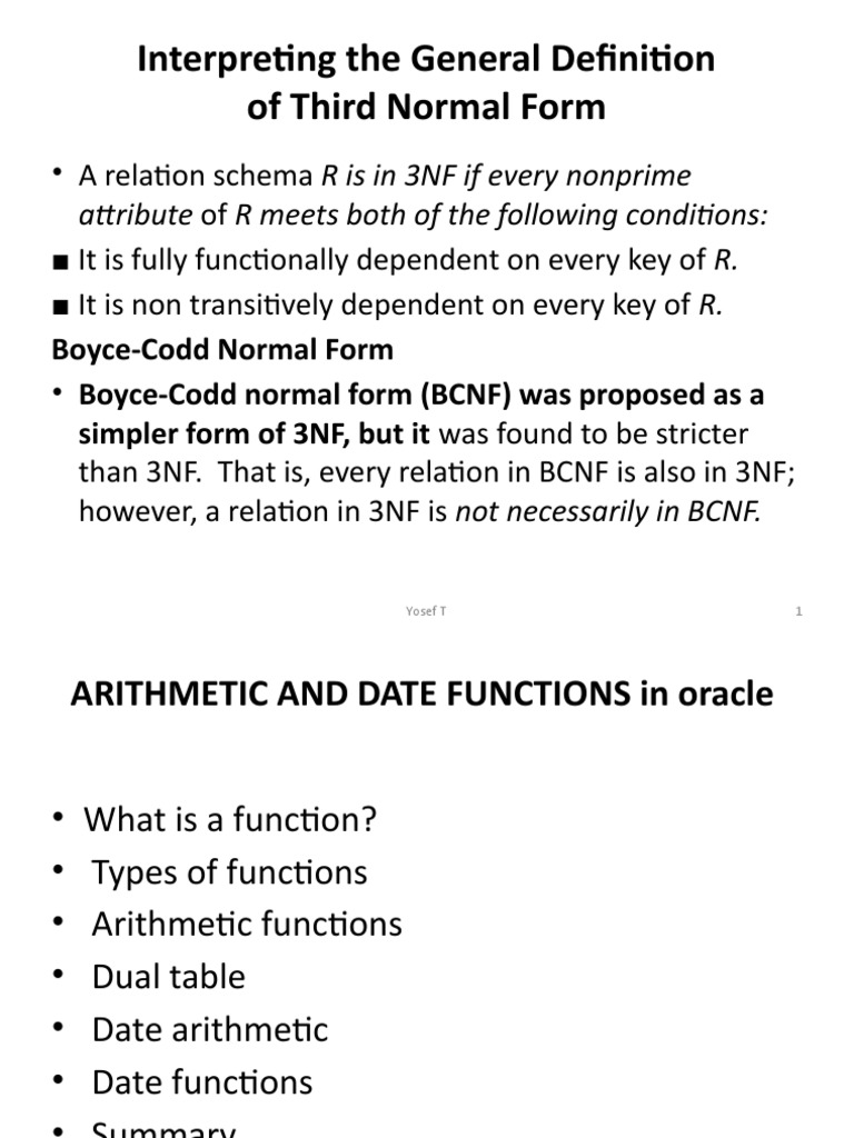 Interpreting The General Definition of Third Normal Form: Attribute of ...