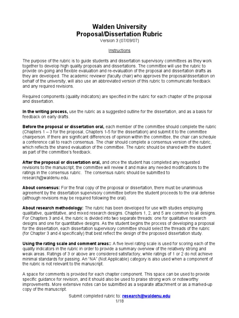 Walden university proposal dissertation rubric research waldenu edu