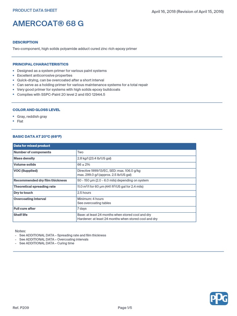 Amercoat 68 Hs Pds , PPG AMERCOAT® 68HS – GTFJ