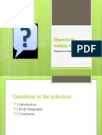 Questions Within The Text: Purposes of Using Questions