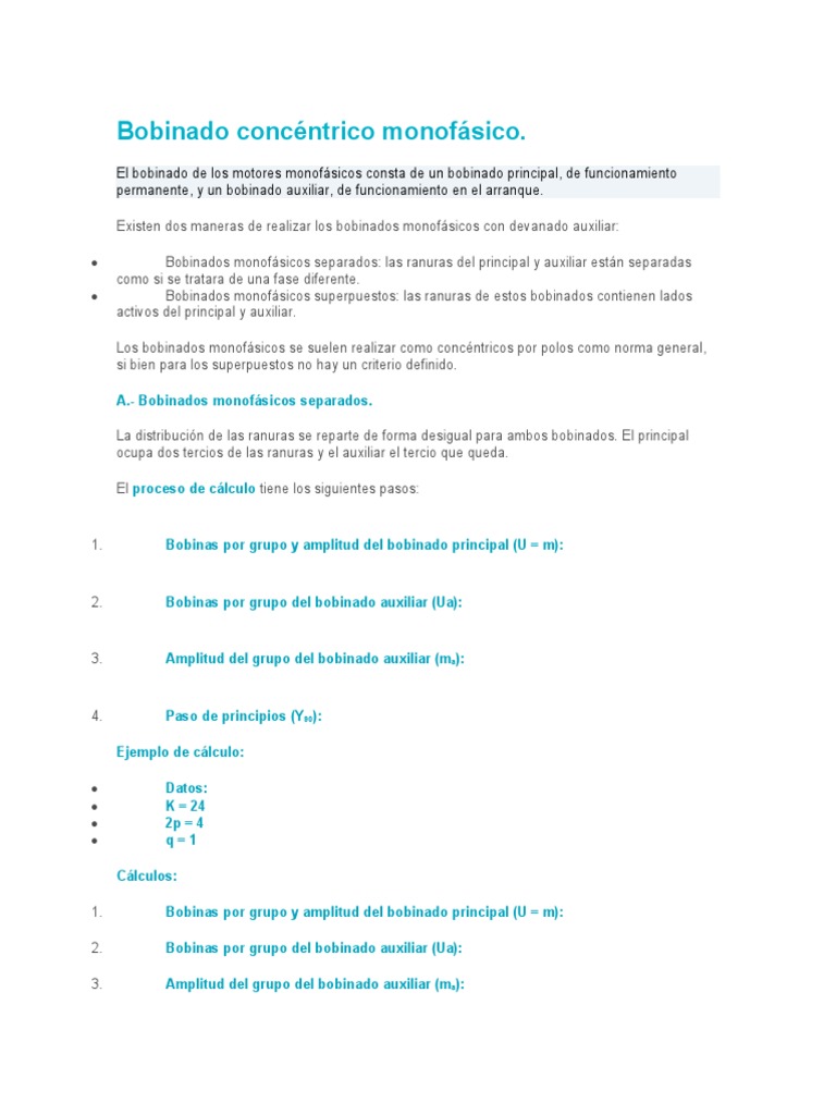 Bobinado Concéntrico Monofásico | PDF | Inductor |