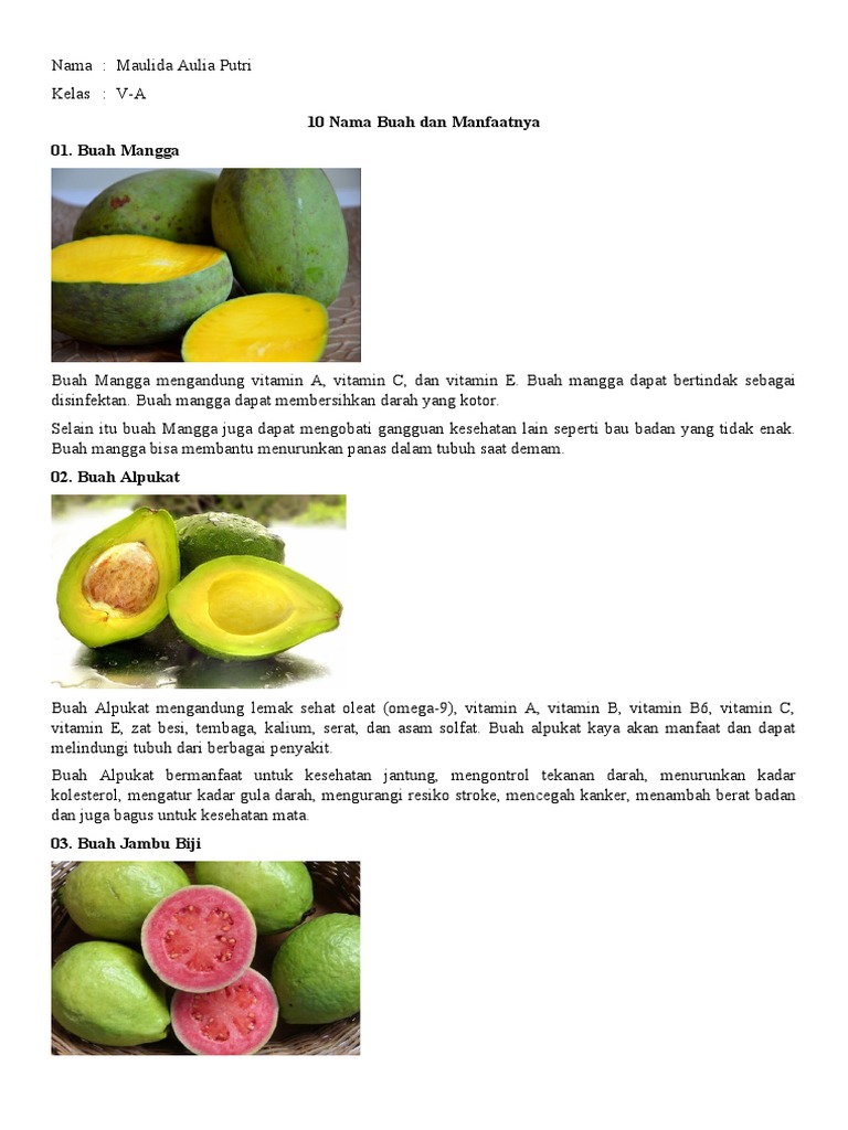 10 Nama Buah Dan Manfaatnya 1 Pdf