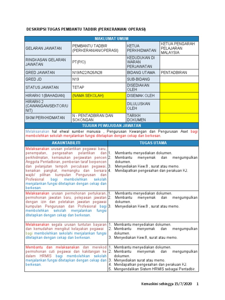Jd Pembantu Tadbir N19 Tbk 1 Dan Tbk 2 Pdf