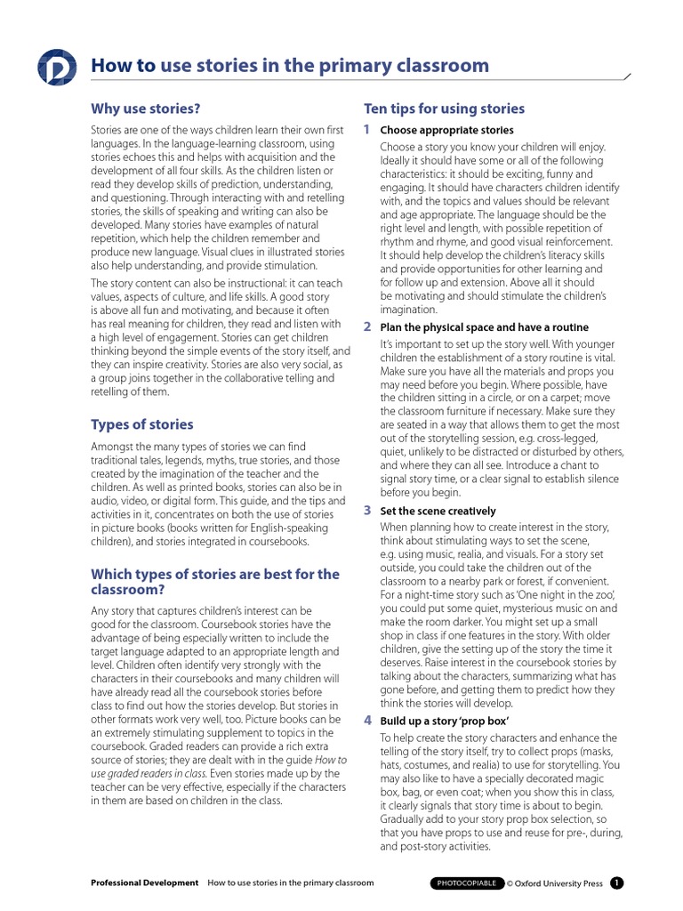How To: Use Stories in The Primary Classroom | PDF | Storytelling | Books