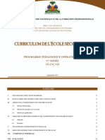 Francais Programme Detaille 1e - Annee - Nouveau - Secondaire - Haiti
