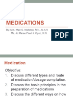 Medications: By: Mrs. Mae G. Mallorca, R.N., M.A.N Ms. Jo Maree Pearl J. Oyco, R.N