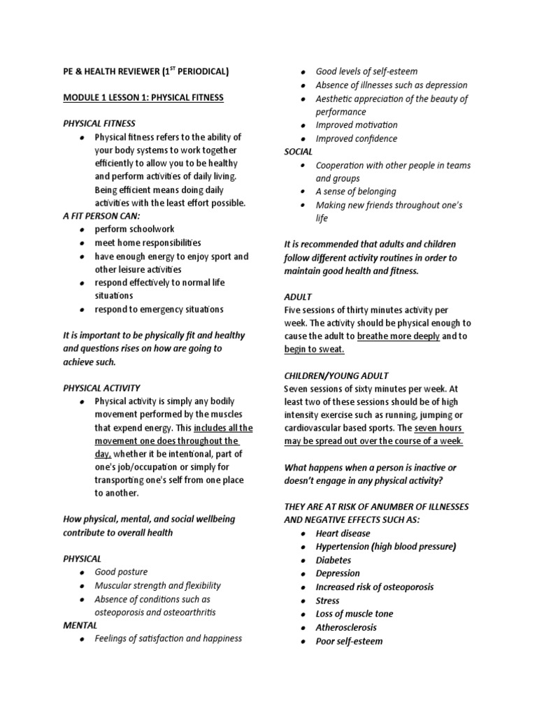 PE & Health: Fitness & Wellness Guide | PDF | Physical Fitness | Asthma
