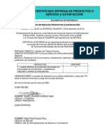 Pajarito Certificado Entrega de Productos A Satisfacción Esap