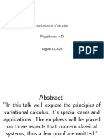 Variational Calculus: Pugazharasu A D