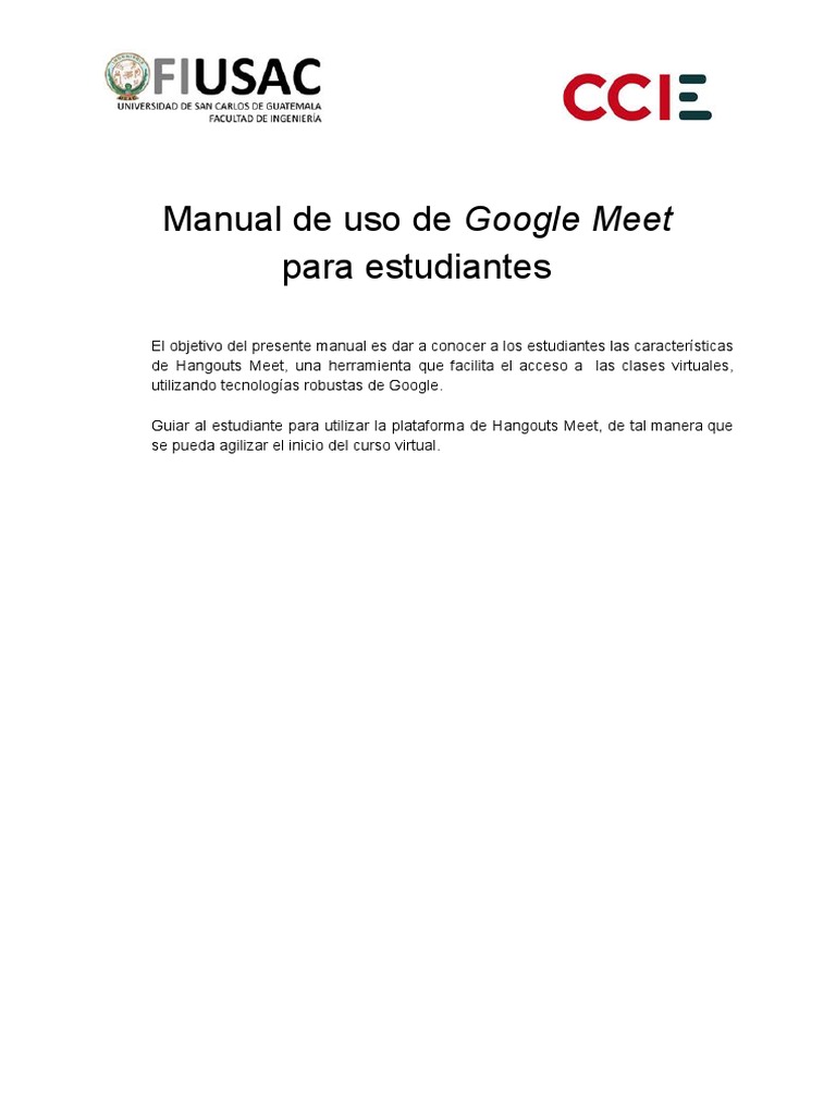 Manual de Uso de Google Meet para Estudiantes | PDF | Smartphone ...
