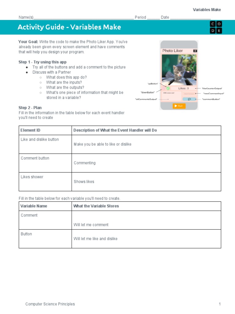 U4l04 Variables Make | PDF | Computer Program | Programming