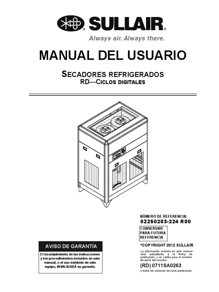 Manual Secador Refrigerativo Sullair RD | PDF | Agua | Temperatura