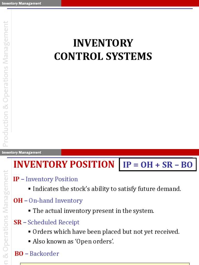 Inventory Management Systems Explained | PDF | Inventory | Probability ...