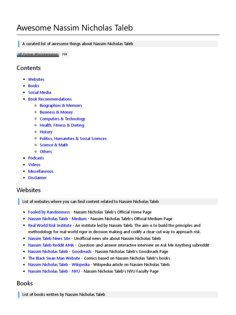 Taleb's Insights and Resources Guide | PDF | Science | Philosophical ...
