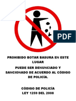 Prohibido Botar Basura en Este Lugar