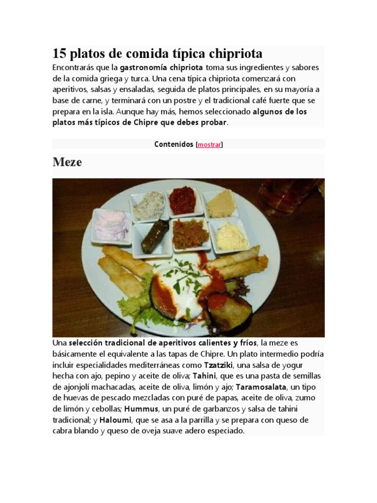 Comidas de Chipre | PDF | Alimentos | Preparación de comida y bebida