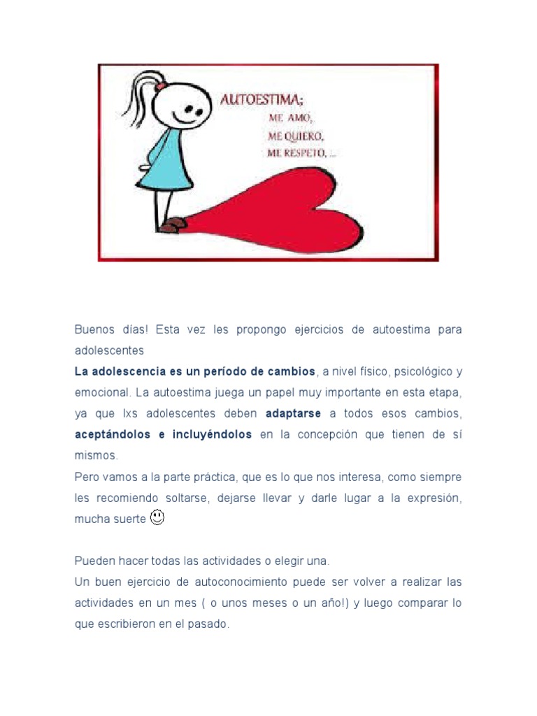 Ejercicios de Autoestima para Adolescentes | PDF | Autoestima