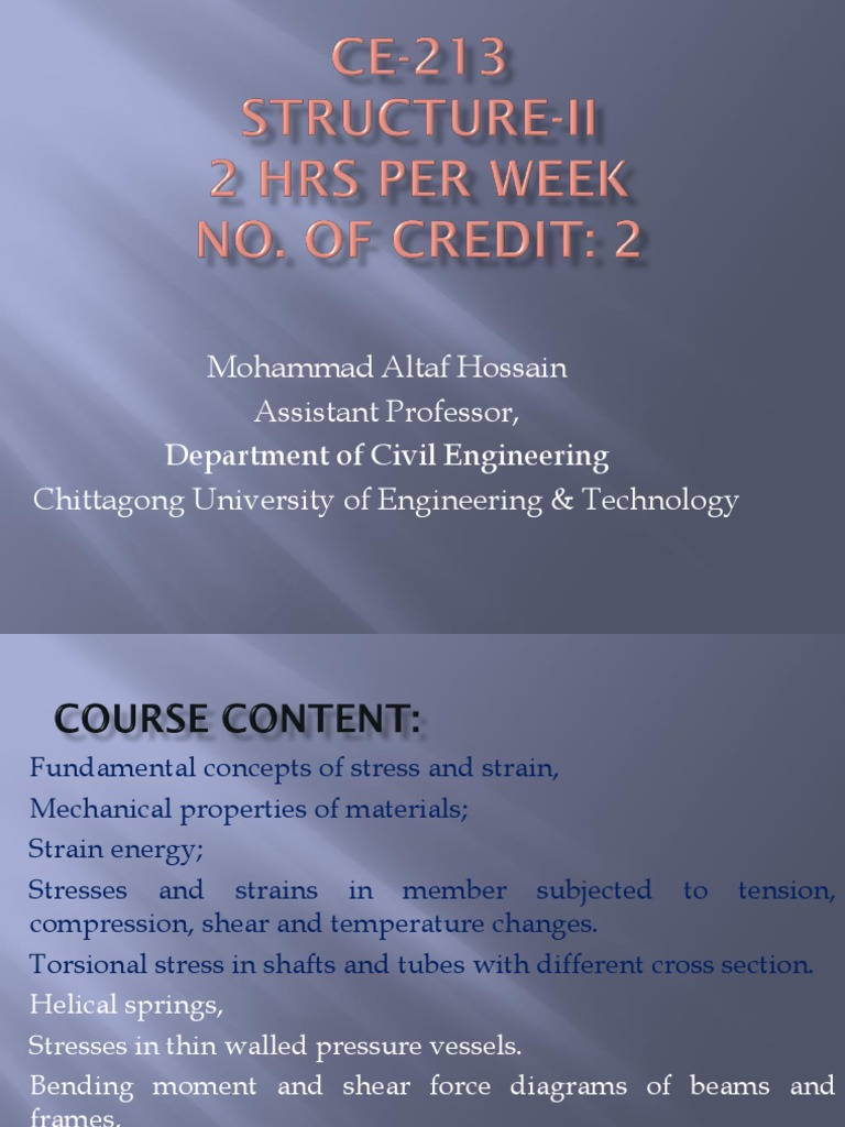 CE-213 Lecture 1 Fundamental of Stress & Strain | PDF | Deformation ...