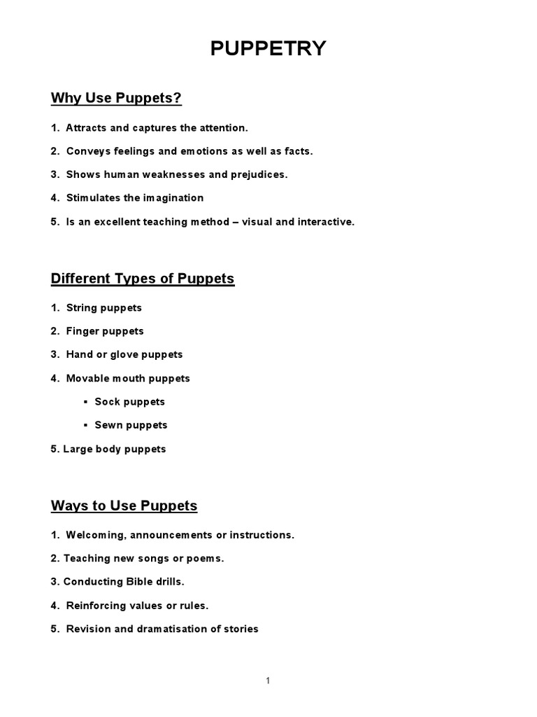 Puppetry Why Use Puppets? Download Free PDF Puppets Sewing