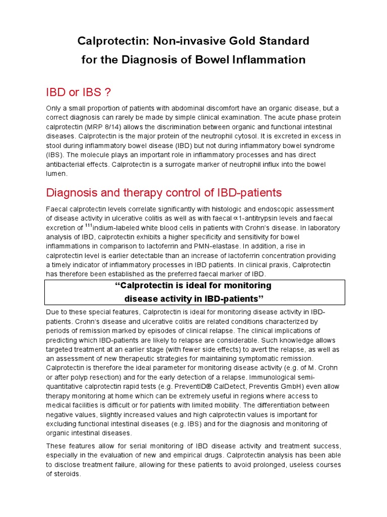 Ibdoribs? Calprotectin NonInvasive Gold Standard For The Diagnosis