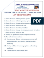 Department of Marine Engineering List of Experiments: 15pmre84 - Marine Machinery Lab-Ship in Campus