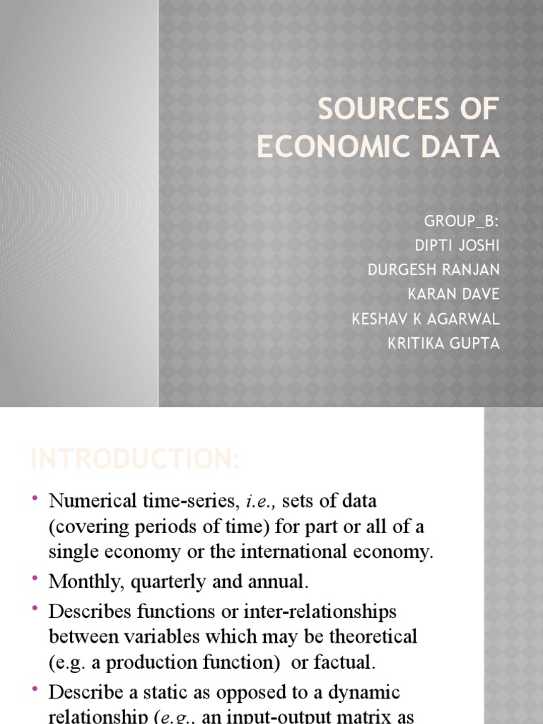 Key Sources of Economic Data | PDF | Economics | Reserve Bank Of India