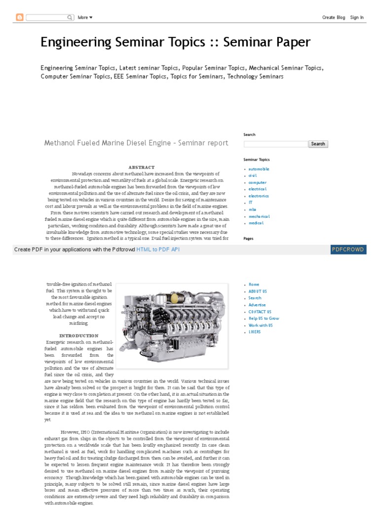Methanol Marine Diesel Engine Seminar | PDF | Diesel Engine | Engines