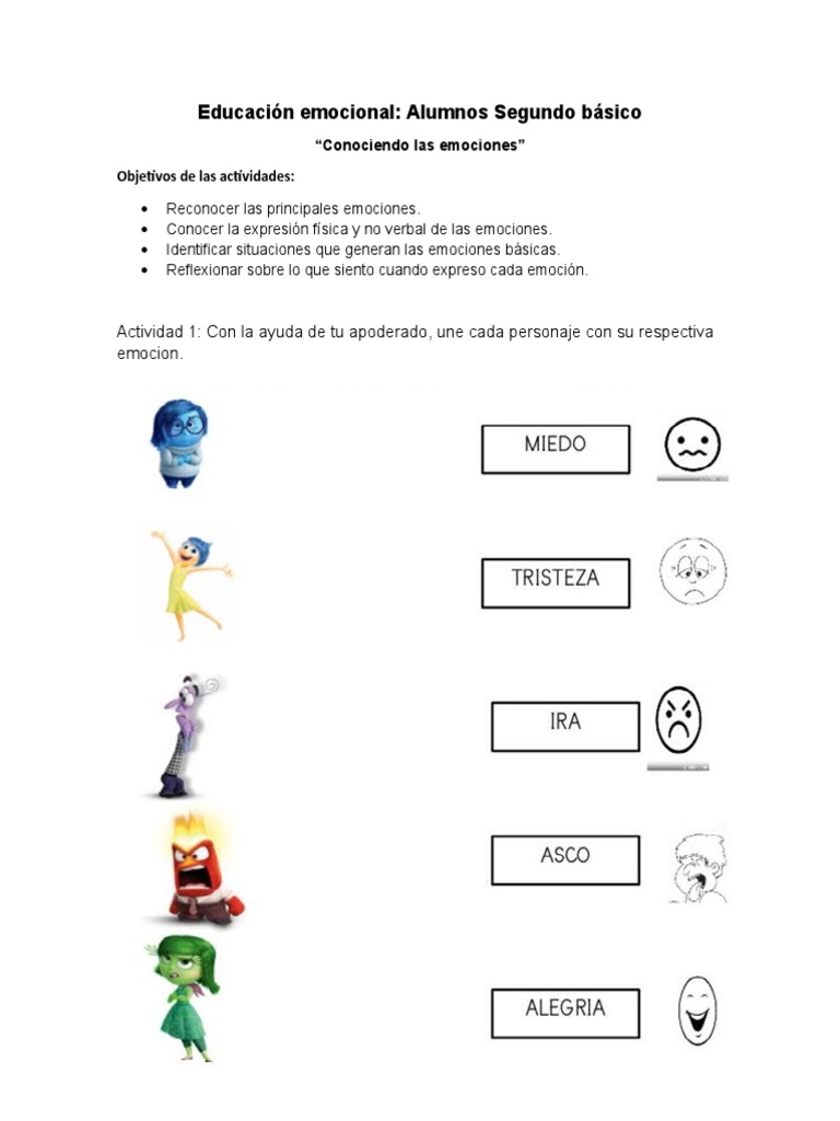 Actividades Emocionales para Segundo Básico | PDF | Ira | Las emociones
