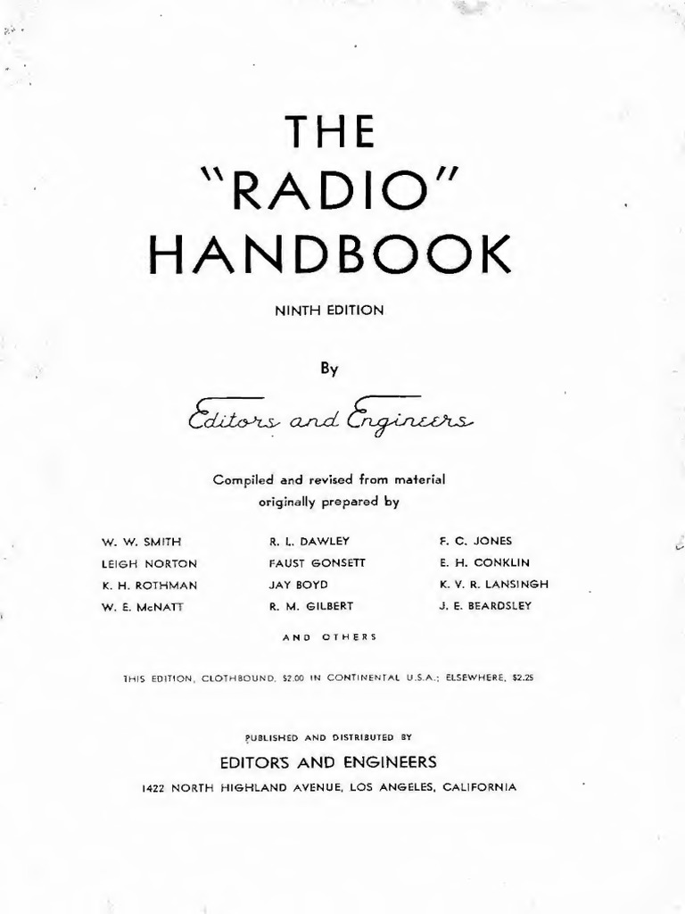 The Radio Handbook 1942 PDF Amateur Radio Transmitter