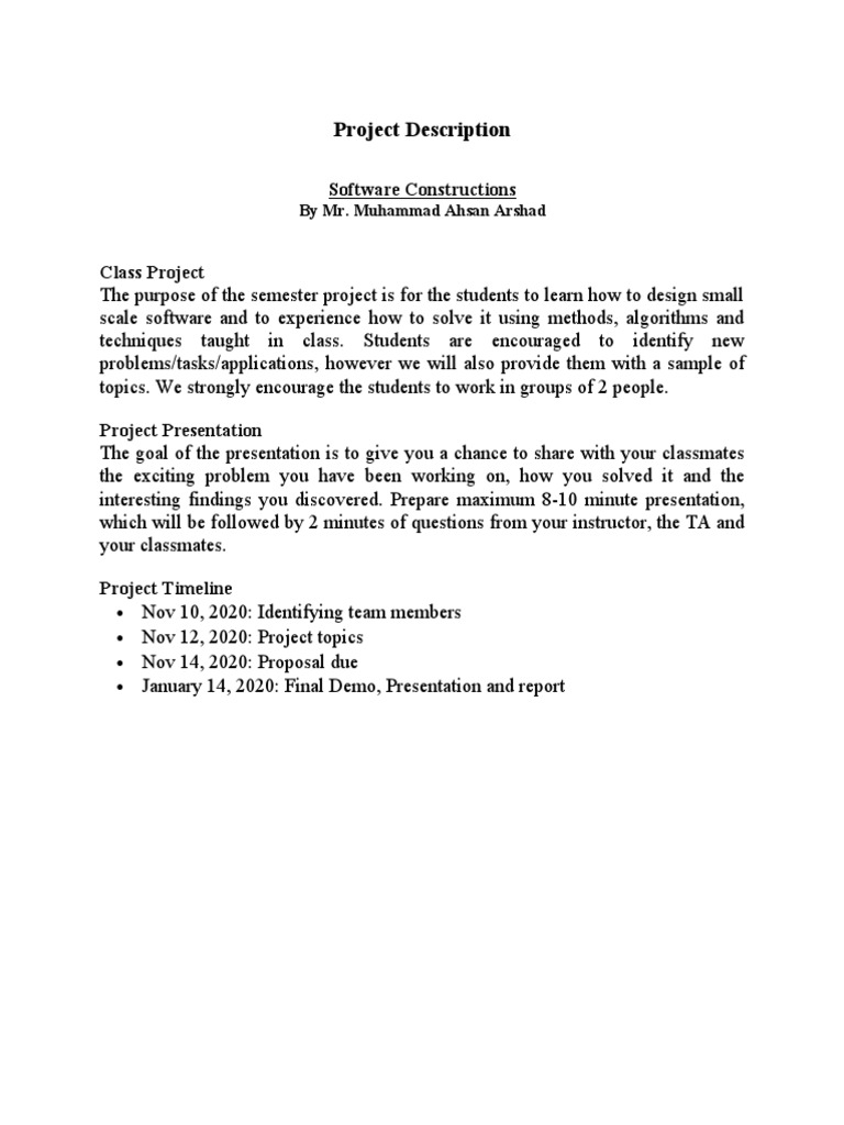 Project Description: Software Constructions | PDF