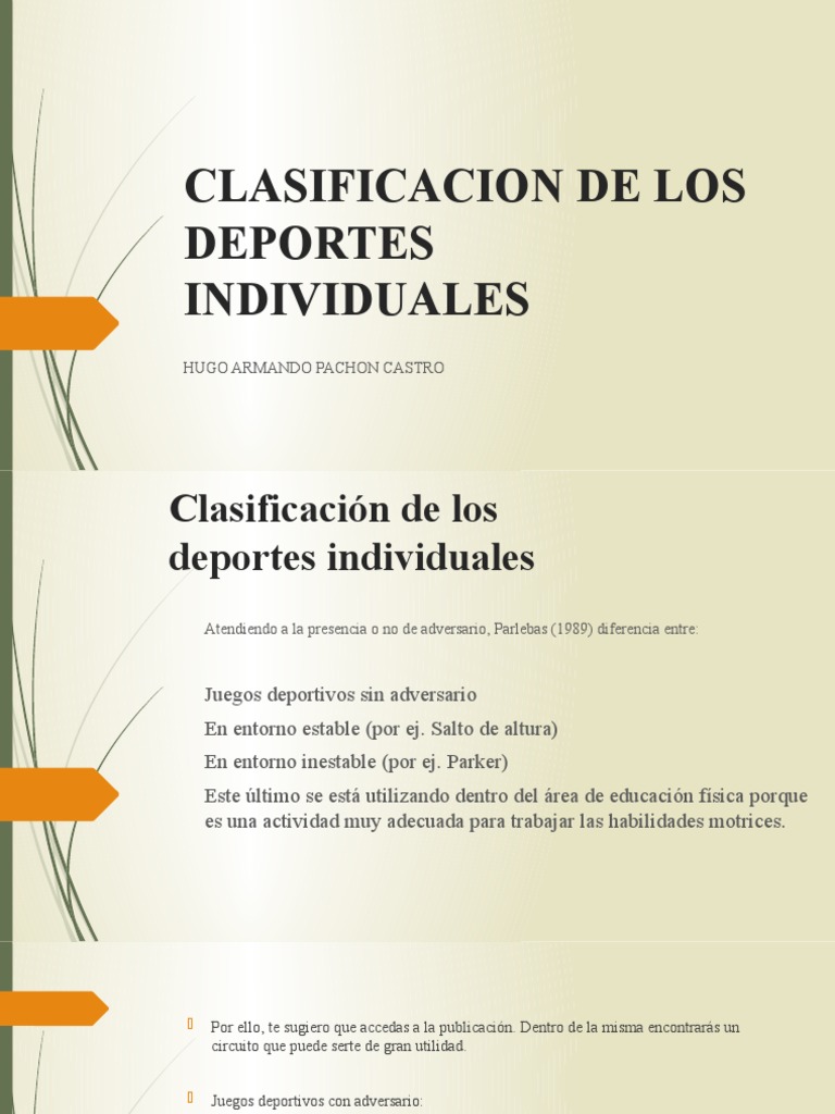 Clasificación y características de los deportes individuales | PDF ...