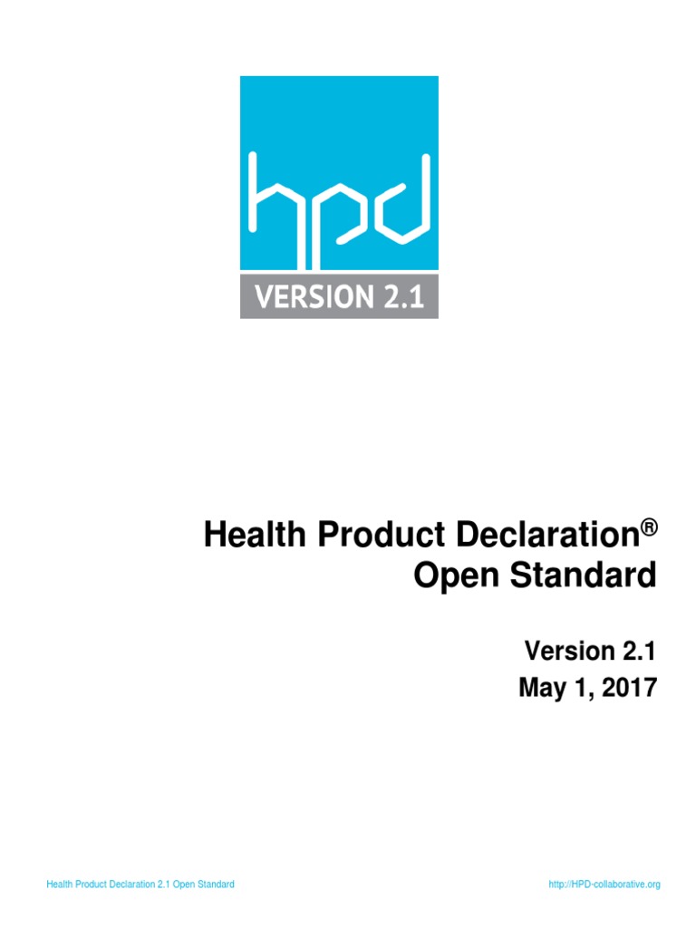 Health Product Declaration Open Standard Version 2.1 Locked 1 After MM ...