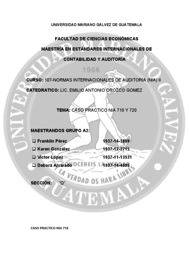 Caso Practico NIA 710 y 720 | PDF | Auditoría | normas internacionales ...