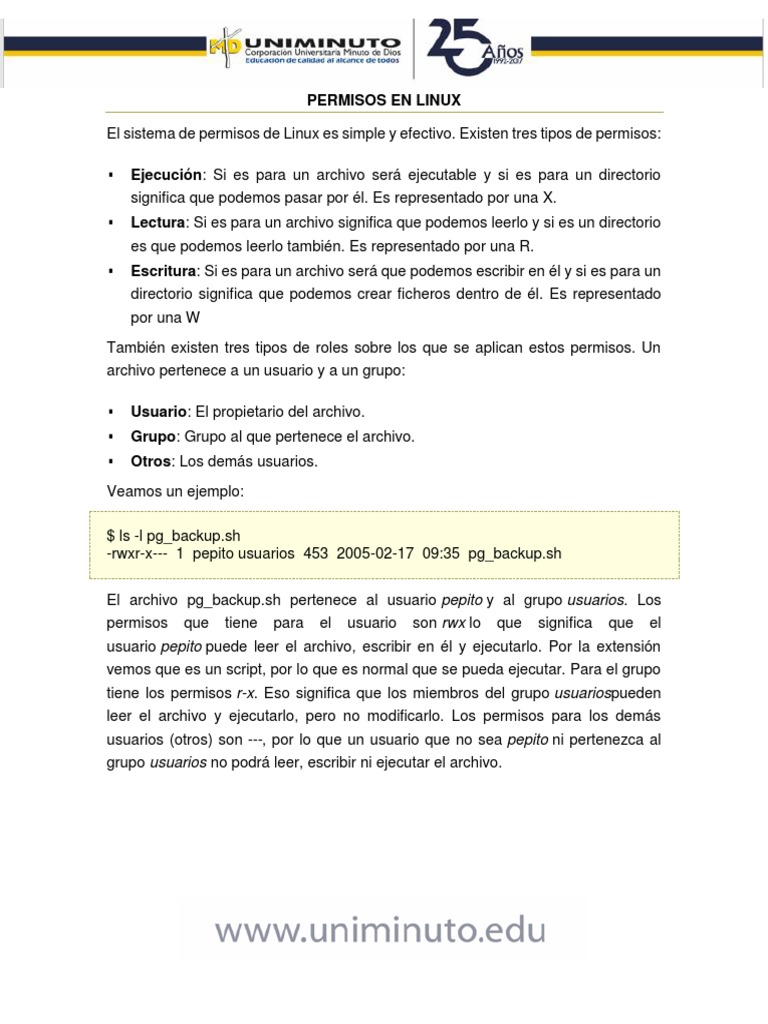 Permisos de Archivos en Linux | PDF | Archivo de computadora | Usuario ...