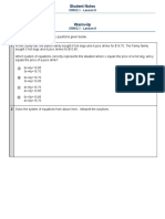 Student Notes - Lesson 9 - Algebra 1 - Honors - CRM 2.1