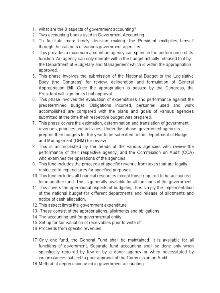 ReviewerGovernment AccountingQuestionsChap1 PDF Fund Accounting Expense