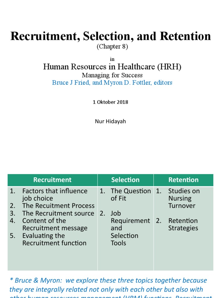 HRH (Human Resources in Healthcare) Chapter 8 (Recruitment Selection