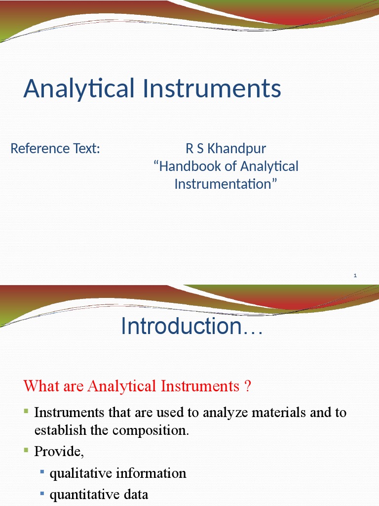 Analytical Instruments Reference Text R S Khandpur "Handbook of