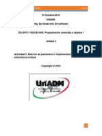21/octubre/2019. Unadm. Ing. en Desarrollo de Software: Programación Orientada A Objetos 21-10-2019