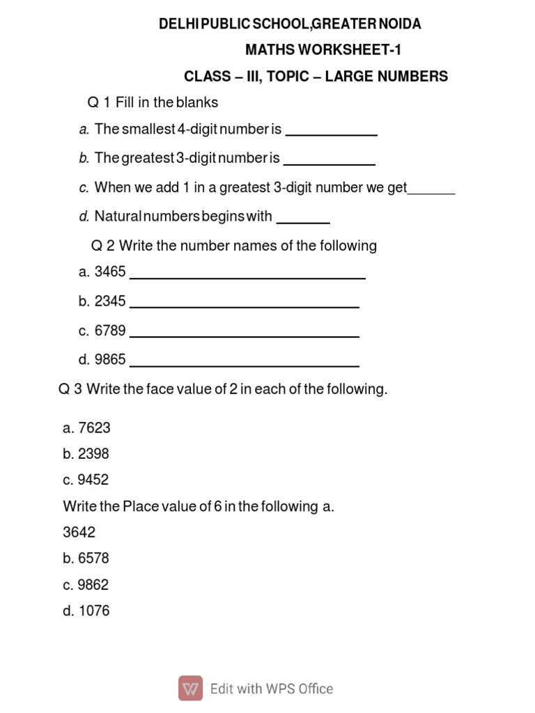 Worksheet 1 Class 3 | PDF | Teaching Methods & Materials