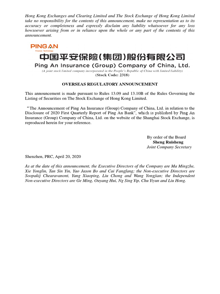 Overseas Regulatory Announcement Download Free PDF Bonds (Finance