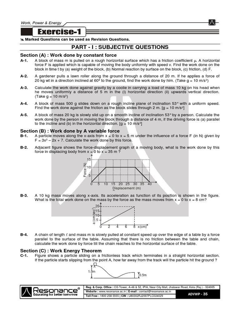 Work and Energy Concepts in Physics | PDF | Force | Friction