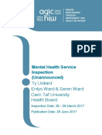 Mental Health Service Inspection (Unannounced) : Ty Llidiard Enfys Ward & Seren Ward CWM Taf University Health Board