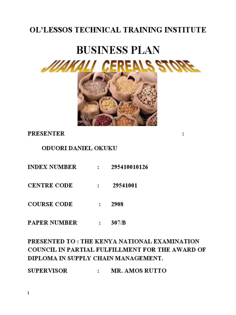 Cereals Business Plan Download Free PDF Equity (Finance) Retail