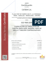 ISO 9001 Certificat  CATEM 2020