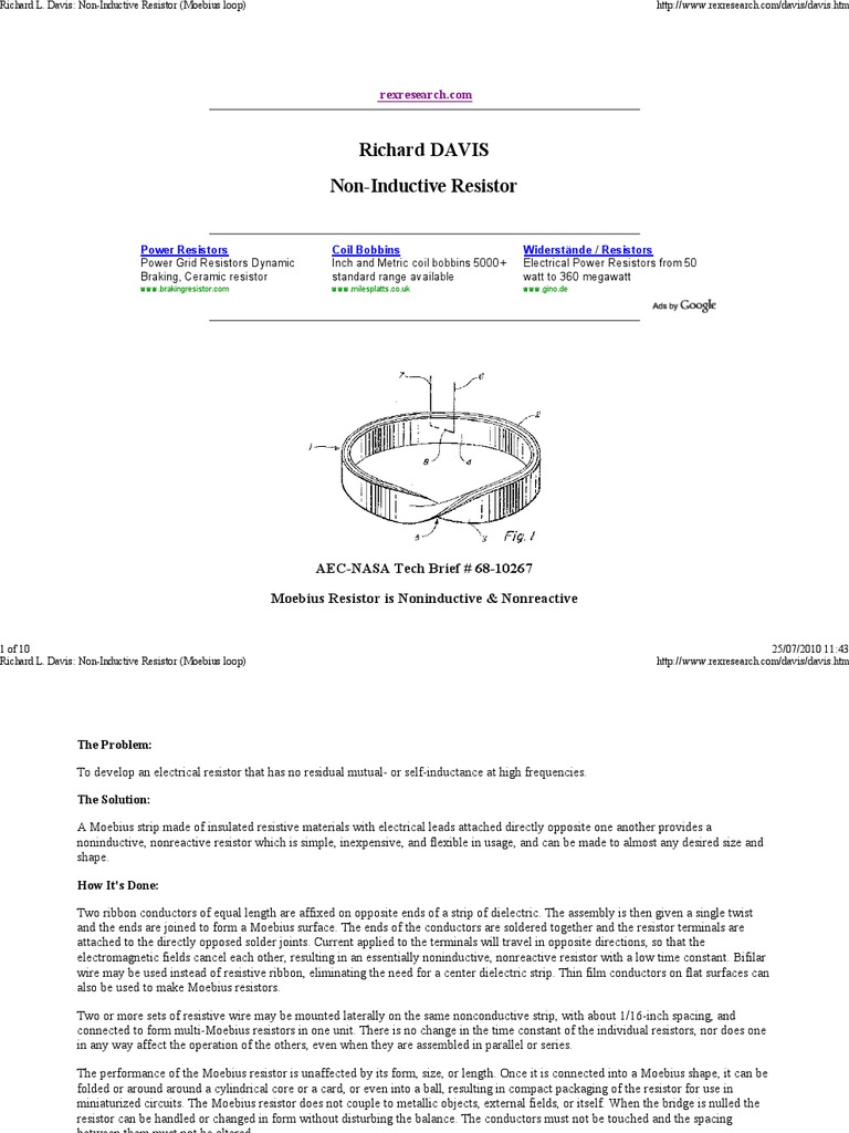 Richard L. Davis NonInductive Resistance PDF Resistor Capacitor